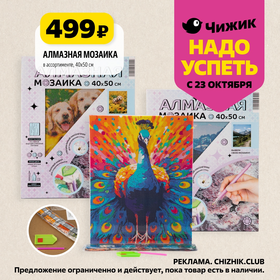 Алмазная мозаика 40x50 см за 499р | Для хобби и творчества
